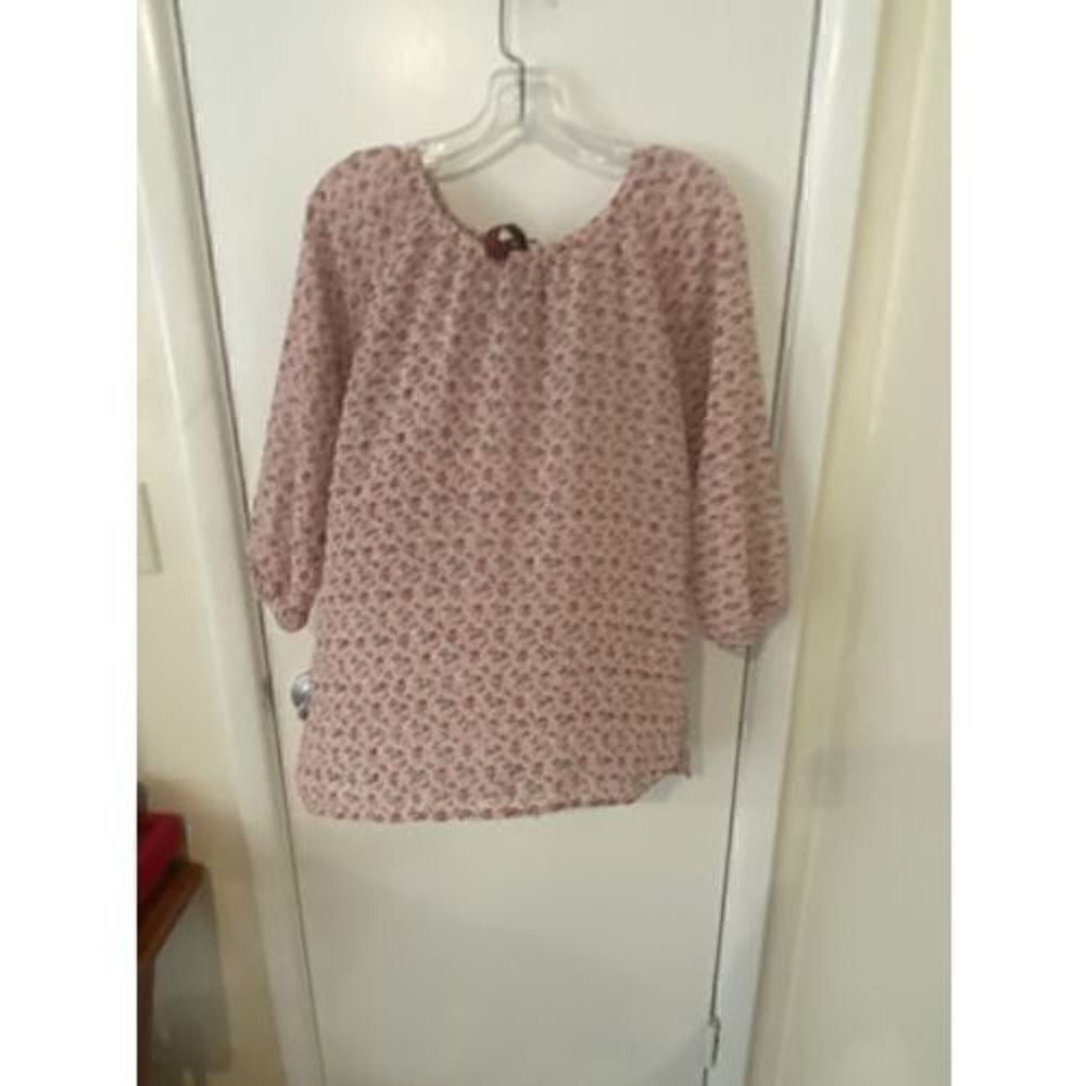 Women’s Matilda Jane Pink Floral Printed  Back Tie Neck Blouse - Size Small